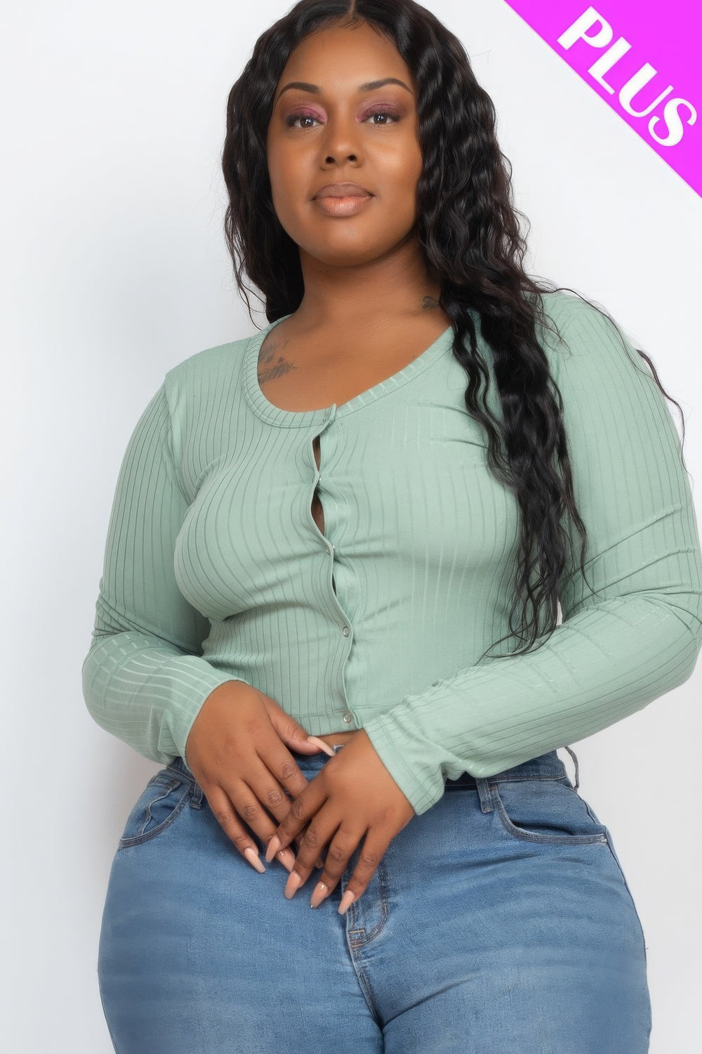 Plus Size Button Up Cropped Top - Love it Curvy
