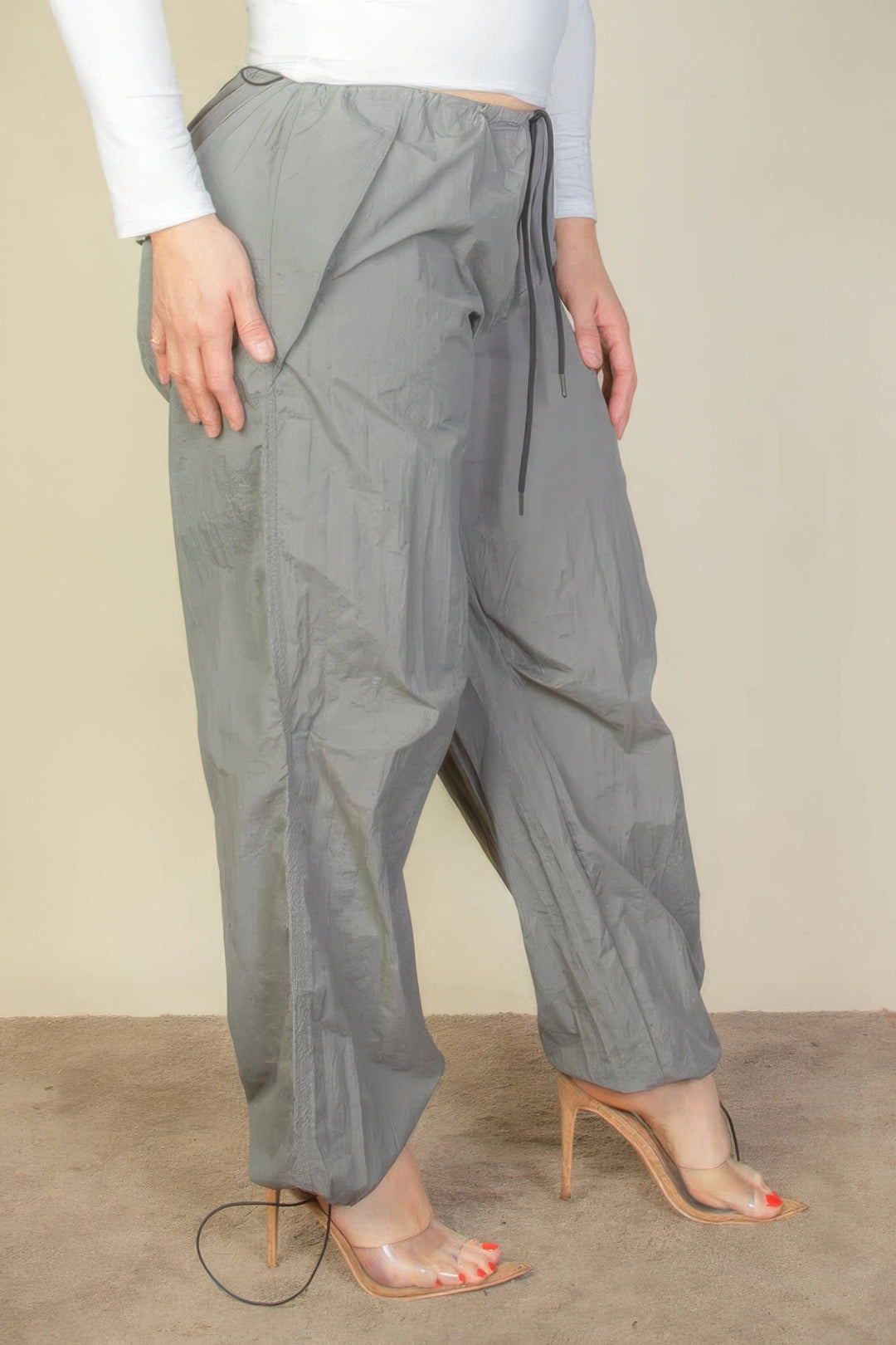 Plus Size Drawstring Waist Parachute Pants - Love it Curvy