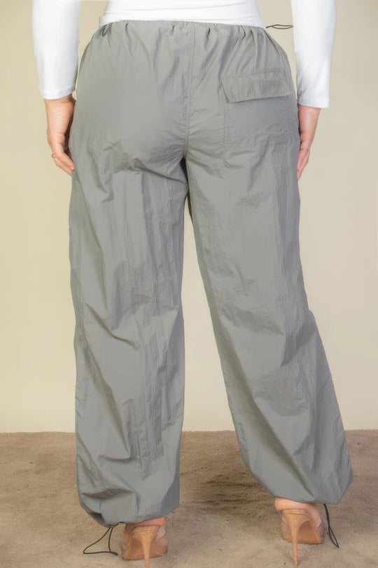 Plus Size Drawstring Waist Parachute Pants - Love it Curvy