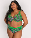 Sheer Mesh High Cut Thong - Lush Tropics