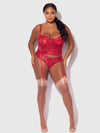 Harlow Lace & Mesh Bustier & Backless Hipster Set from Love It Curvy