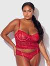 Harlow Lace & Mesh Bustier & Backless Hipster Set from Love It Curvy