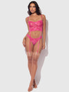 Harlow Lace & Mesh Bustier & Backless Hipster Set from Love It Curvy