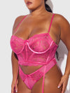 Harlow Lace & Mesh Bustier & Backless Hipster Set from Love It Curvy