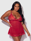 Harlow Lace & Mesh Babydoll & G-String Set from Love It Curvy