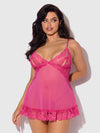 Harlow Lace & Mesh Babydoll & G-String Set from Love It Curvy