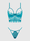 Mila Eyelash Lace Strappy Longline Bra & Tanga Set from Love It Curvy