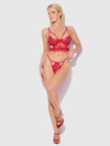 Mila Eyelash Lace Strappy Longline Bra & Tanga Set from Love It Curvy