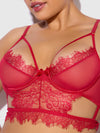 Mila Eyelash Lace Strappy Longline Bra & Tanga Set from Love It Curvy