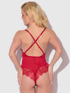 Mila Mesh & Eyelash Lace High Slit Romper Teddy from Love It Curvy