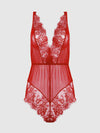Mila Mesh & Eyelash Lace High Slit Romper Teddy from Love It Curvy