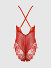 Mila Mesh & Eyelash Lace High Slit Romper Teddy from Love It Curvy