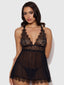 Mila Eyelash Lace & Mesh Babydoll & G-String Set from Love It Curvy