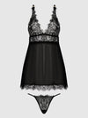 Mila Eyelash Lace & Mesh Babydoll & G-String Set from Love It Curvy