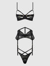 Nadia Lace & Mesh Bra, Garter & G-String Set from Love It Curvy