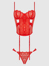 Nadia Lace & Mesh Corset & Backless Hipster Set from Love It Curvy