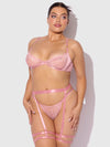 Helena Lace Bra, Garter, & Open Back Hipster Set from Love It Curvy
