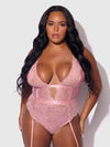 Helena Lace & Satin Wireless & Open Back Teddy from Love It Curvy