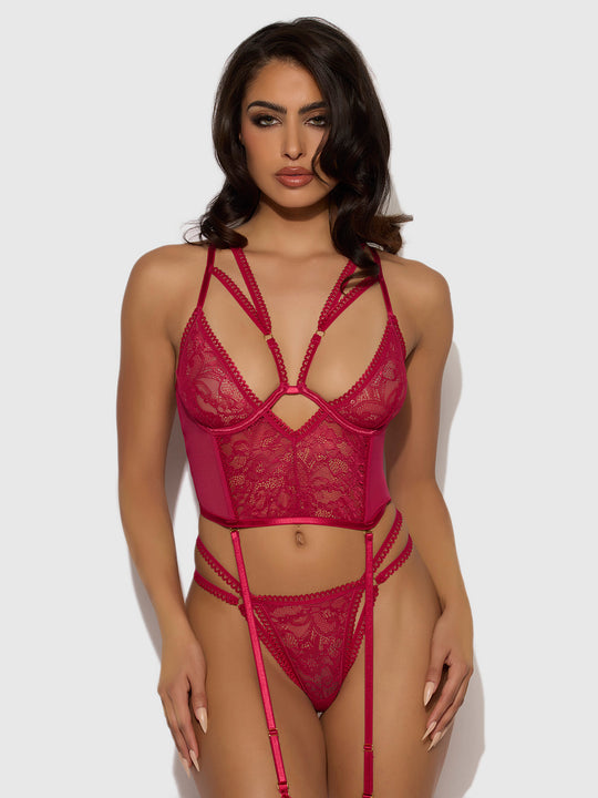 Bianca Strappy Lace Bustier & Thong Set from Love It Curvy