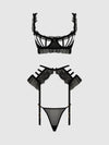 Portia Swiss Dot Cutout Bra, Garter & Thong Set from Love It Curvy