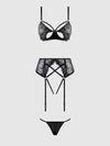 Rosalie Embroidered Lace Open-Cup Bra, Garter & G-String Set from Love It Curvy