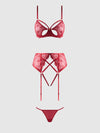 Rosalie Embroidered Lace Open-Cup Bra, Garter & G-String Set from Love It Curvy
