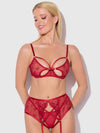 Rosalie Embroidered Lace Open-Cup Bra, Garter & G-String Set from Love It Curvy