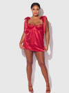 Rosalie Satin & Embroidered Lace Babydoll & G-String Set from Love It Curvy