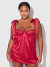 Rosalie Satin & Embroidered Lace Babydoll & G-String Set from Love It Curvy
