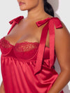 Rosalie Satin & Embroidered Lace Babydoll & G-String Set from Love It Curvy