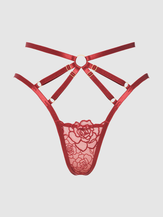 Rosalie Embroidered Lace Strappy Backless Tanga from Love It Curvy