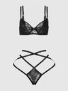 Flora Lace Bra & Strappy Thong Set from Love It Curvy