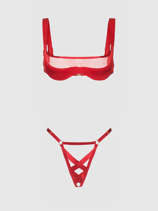 Devon Mesh Layered Bra & Crisscross G-String from Love It Curvy