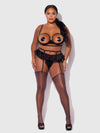 Brigeta Satin Open Cup Bra & Skirted Thong Set from Love It Curvy