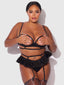 Brigeta Satin Open Cup Bra & Skirted Thong Set from Love It Curvy