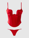 Brigeta Satin Plunge Push Up Bustier & G-String Set from Love It Curvy