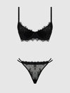 Jocelyn Lace & Satin Push Up Bra Strapy Thong Set from Love It Curvy