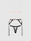 Jocelyn Satin & Lace Push Up Bra, Garter, & Tanga Set from Love It Curvy