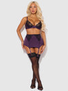 Jocelyn Lace & Satin Bra, Skirt & Crotchless G-String Set from Love It Curvy