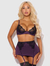 Jocelyn Lace & Satin Bra, Skirt & Crotchless G-String Set from Love It Curvy