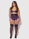 Jocelyn Lace & Satin Bra, Skirt & Crotchless G-String Set from Love It Curvy