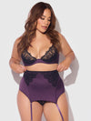 Jocelyn Lace & Satin Bra, Skirt & Crotchless G-String Set from Love It Curvy