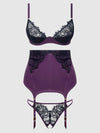 Jocelyn Lace & Satin Bra, Skirt & Crotchless G-String Set from Love It Curvy