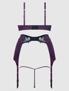 Jocelyn Lace & Satin Bra, Skirt & Crotchless G-String Set from Love It Curvy