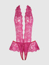 Jocelyn Lace & Pearl Crotchless Teddy from Love It Curvy