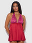 Jocelyn Lace & Satin Drop Off Babydoll & G-String Set from Love It Curvy