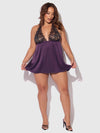 Jocelyn Lace & Satin Drop Off Babydoll & G-String Set from Love It Curvy
