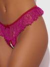 Jocelyn Lace & Pearl Crotchless Thong | Love It Curvy