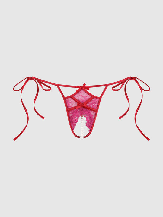 Jocelyn Lace & Pearl Crotchless Tie Side Bikini from Love It Curvy