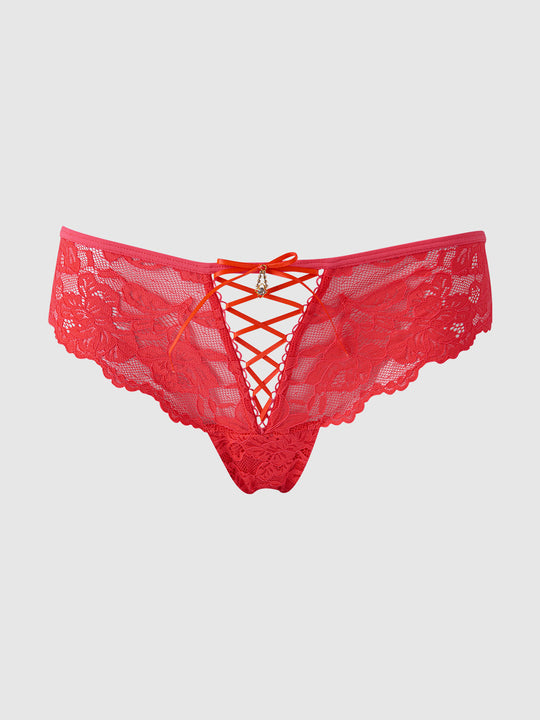 Bella Lace Up Front Lace Tanga from Love It Curvy